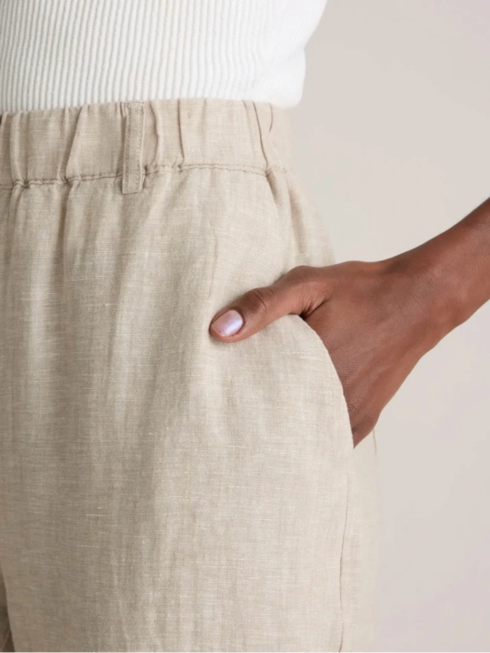 NWOT Quince Natural Beige Cropped Linen Pants. Size M - Picture 5 of 13